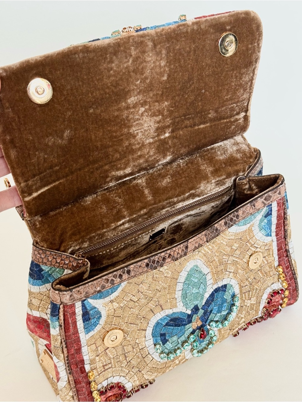 Dolce & Gabbana Opulently Embroidered Miss Sicily Bag with Python and Crystals - Picture 9 of 14